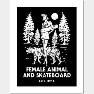 ANIMAL SKATE AND FEMALE Posters and Art